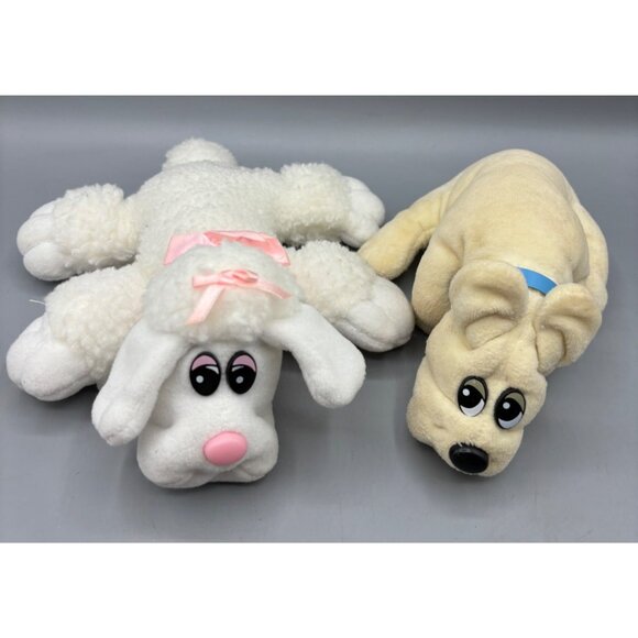 Vtg 80s Pound Puppies White Poodle Beige Puppy Lot of 2 - Picture 1 of 10